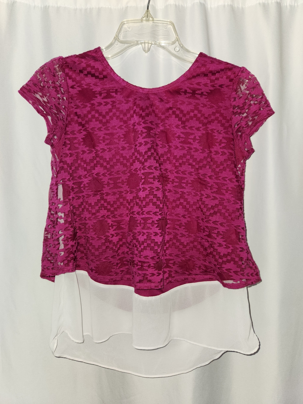 Fuchsia Lace Overlay Tunic with White Chiffon Hem #youthful #bright #whimsical